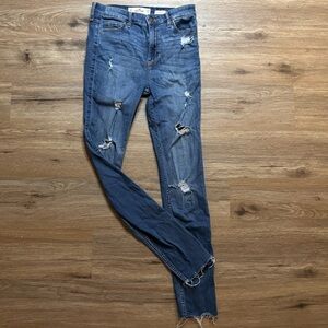 Hollister Blue Skinny Jeans with Distressed Details